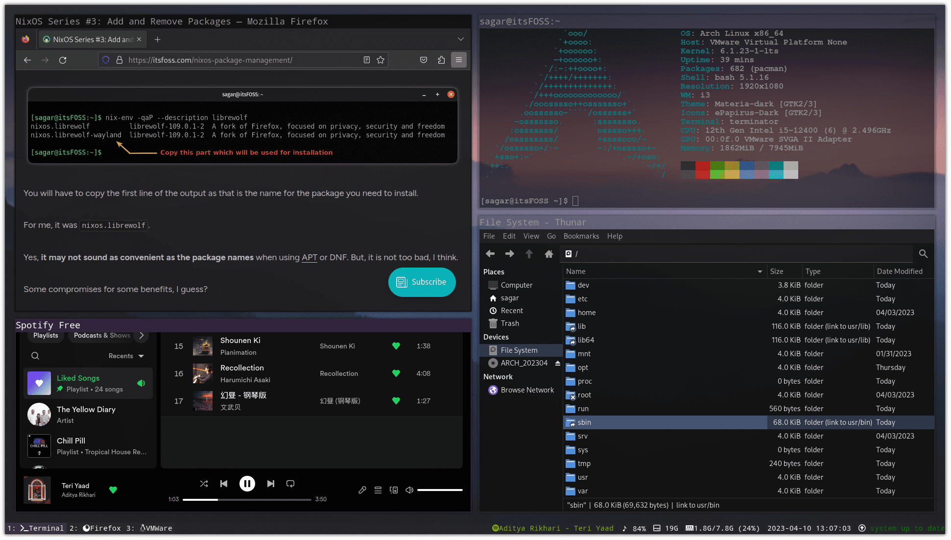 Usando el administrador de ventanas en mosaico i3