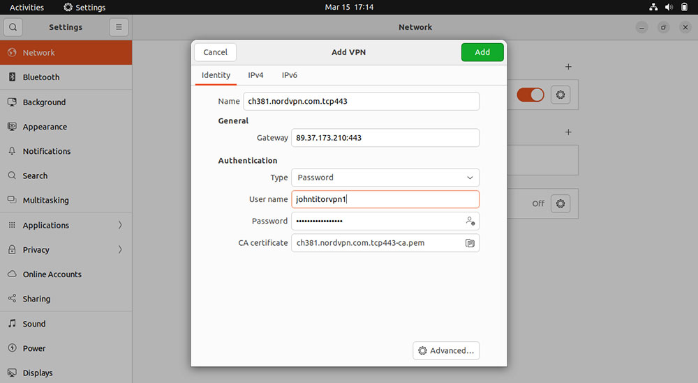 Importar configuración de VPN
