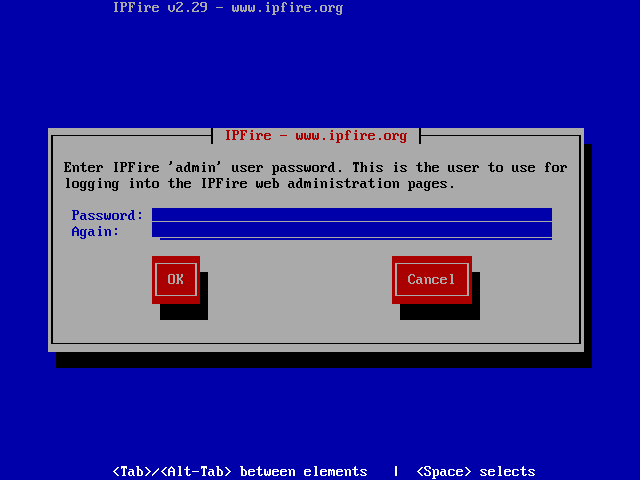 Contraseña de administrador de IPFire