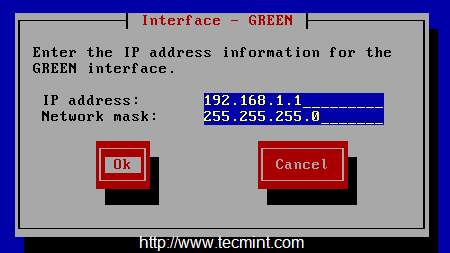 Establecer la dirección IP en verde