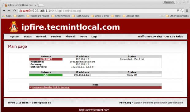 Panel de control IPFire