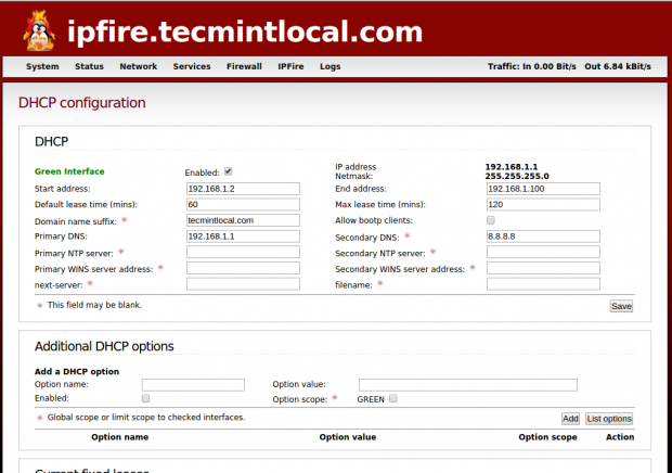 Configuración de DHCP
