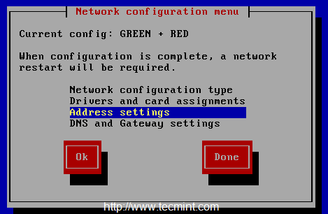 Seleccionar configuración de dirección