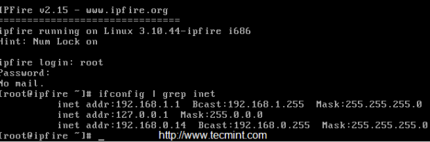 Acceso a la línea de comando IPFire