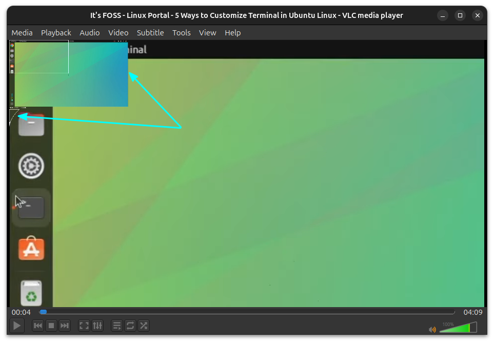 Aparecerán un rectángulo de control deslizante de zoom y un control deslizante de ajuste de zoom en la esquina superior izquierda del video.