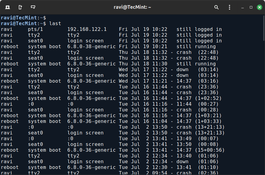 Mostrar el último usuario que inició sesión