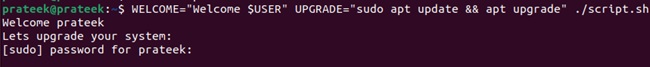 Ejecutar script usando variables temporales