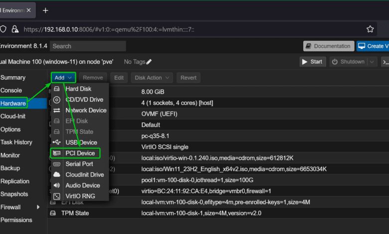 Cómo pasar la GPU NVIDIA a la máquina virtual (VM) Proxmox VE 8 de Windows 11