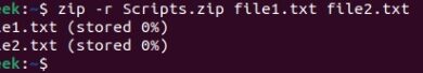 Utilice el comando zip para comprimir archivos