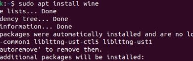 Comando para instalar Wine en Linux.