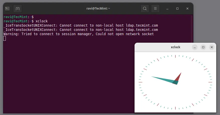 xclock - Mostrar el reloj en Linux