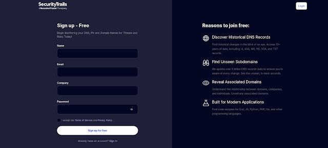 Registro de SecurityTrails