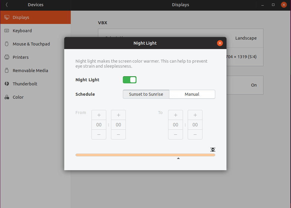 Habilitar luces nocturnas en Ubuntu