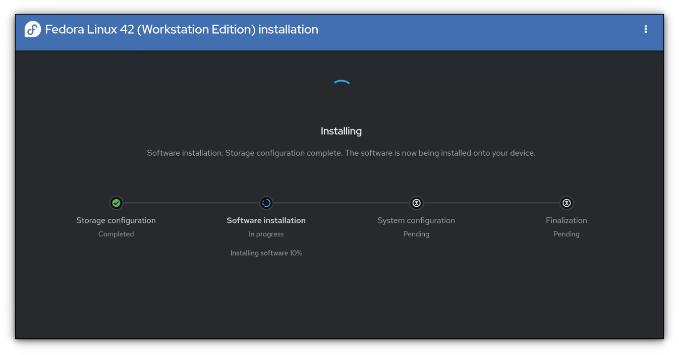 Las capturas de pantalla muestran la pantalla de progreso de instalación.