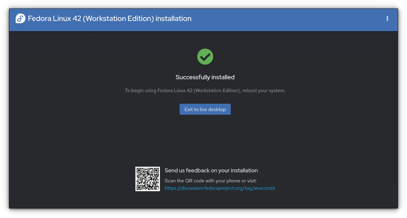 Las capturas de pantalla muestran la página final de instalación. Notifica que la instalación sea exitosa.