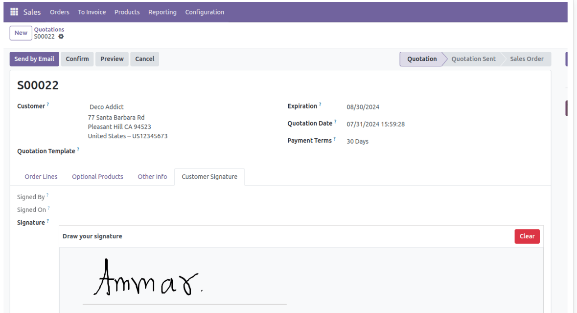 Aplicación de firma digital web Odoo