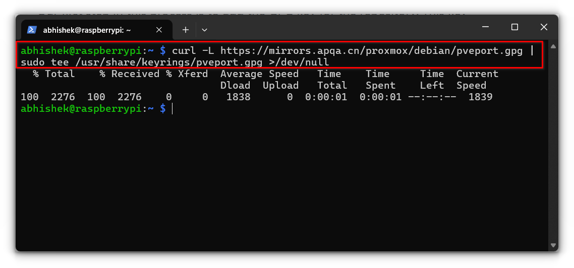Agregue la tecla GPG de Repo Proxmox