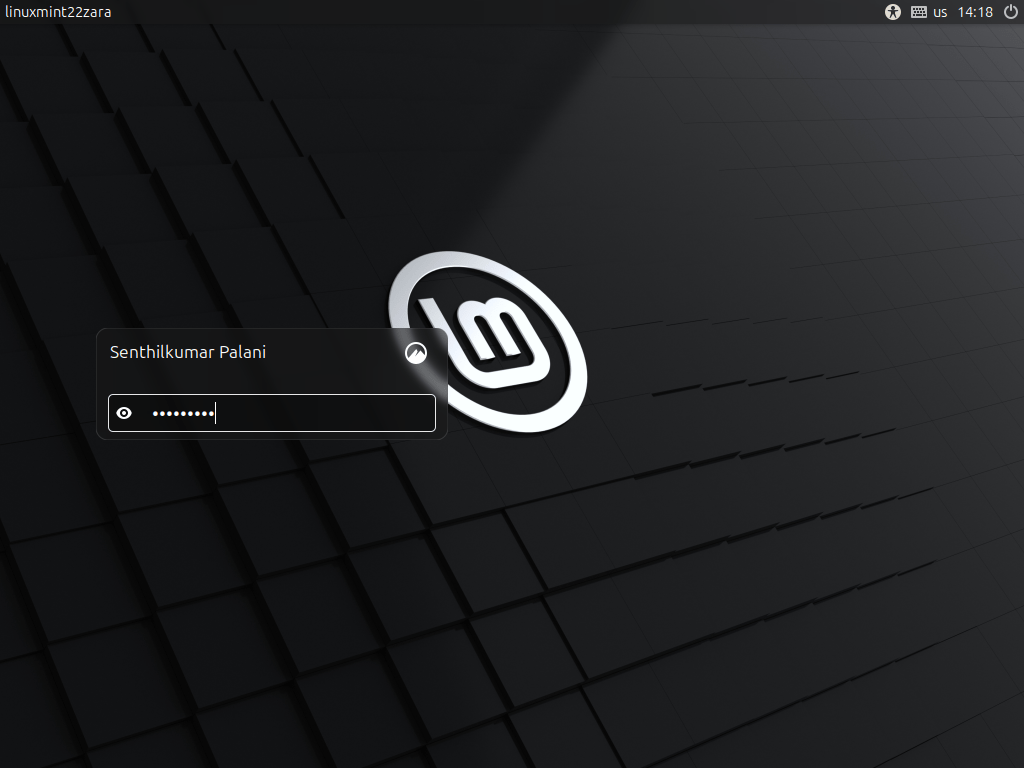 Pantalla de inicio de sesión de Linux Mint 22.2 Zara