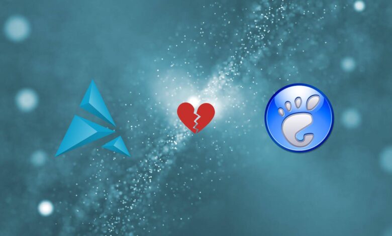 Este es el funcionario: el entorno de escritorio de Gnome de Artix Linux cae