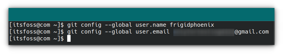 Agregue el nombre de usuario y la dirección de correo electrónico a la configuración de Git.