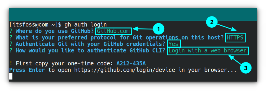 La elección inicial de GitHub.