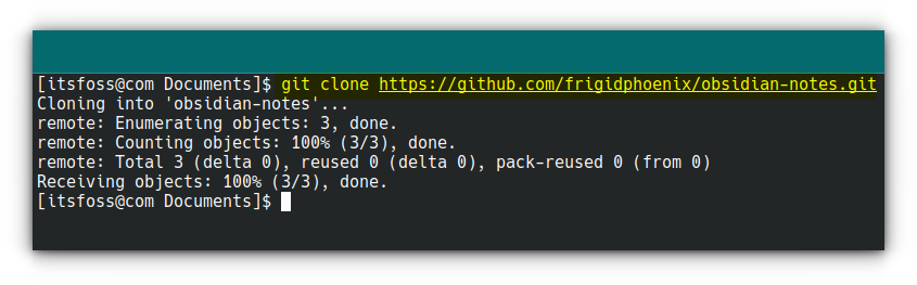 Directorio de clonación en terminal