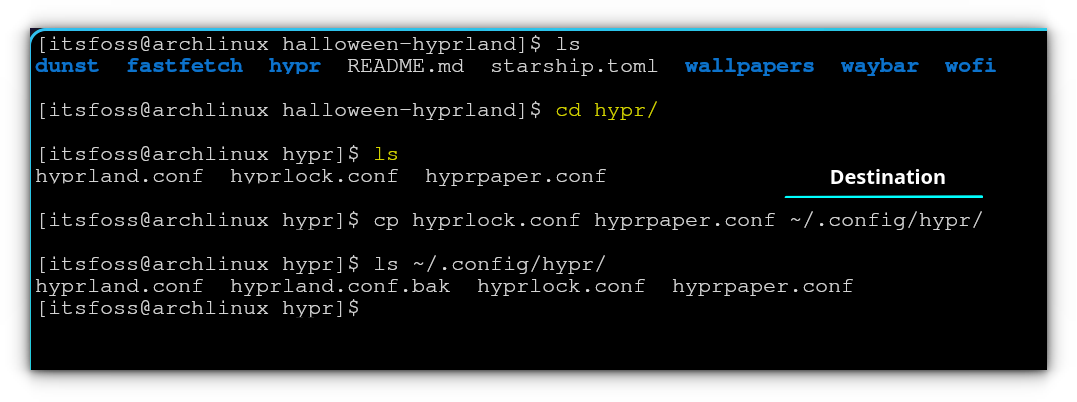 Copie los archivos de configuración de Hyprlock y Hyprpaper.