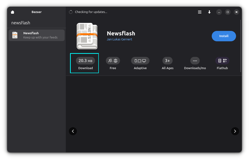 Haga clic en el tamaño de descarga de la aplicación.