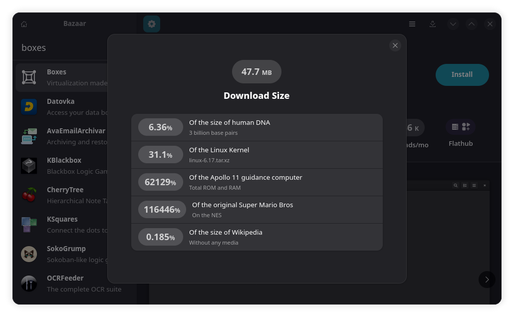 Descarga la divertida tabla de tallas en la aplicación Bazaar.
