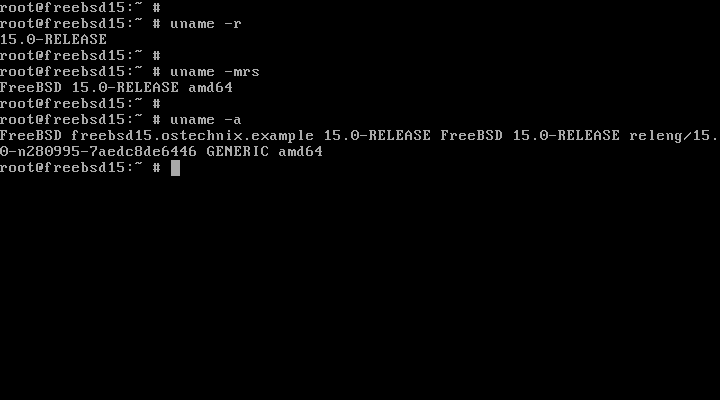 Encuentre detalles de la versión en FreeBSD usando el comando uname Encuentre detalles de la versión en FreeBSD usando el comando uname