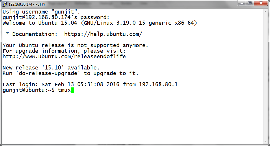 Iniciar una sesión de terminal tmux