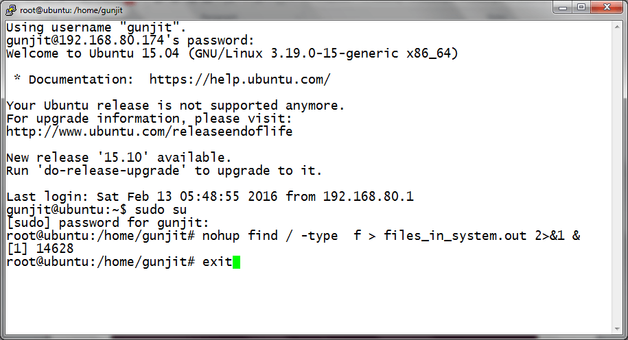 Ejecute comandos de Linux en segundo plano