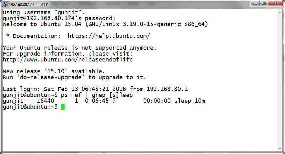 Proceso de Linux ejecutándose en segundo plano