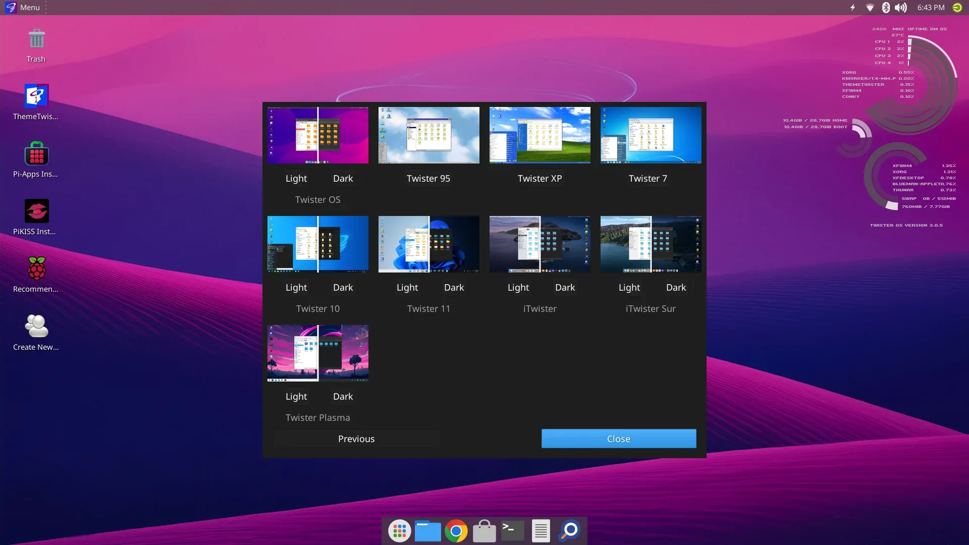 TwisterOS para escritorio Raspberry Pi