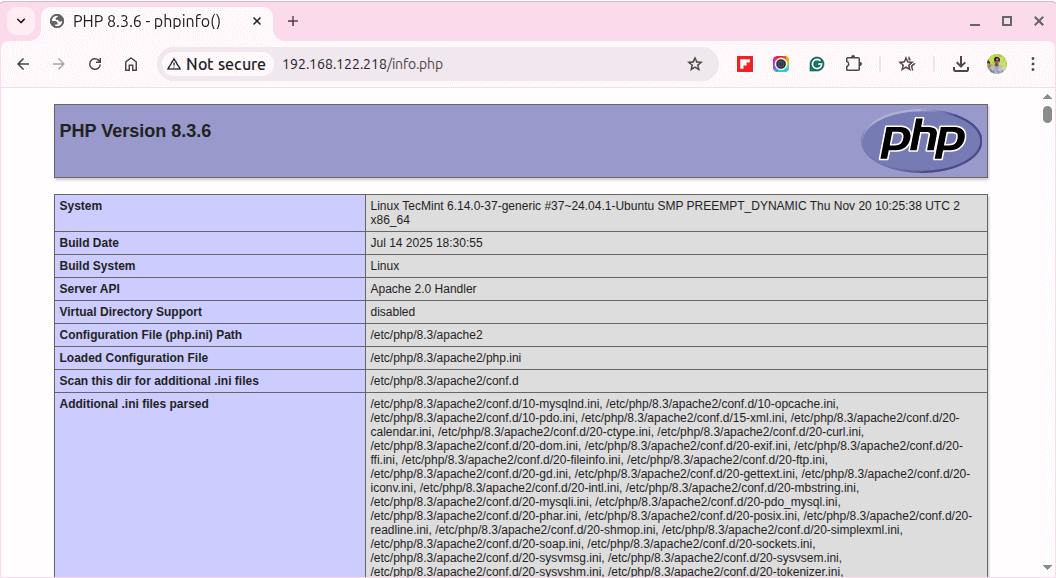Verifique su configuración PHP a través del navegador