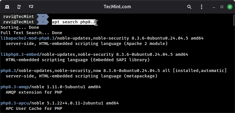 Buscar paquetes PHP