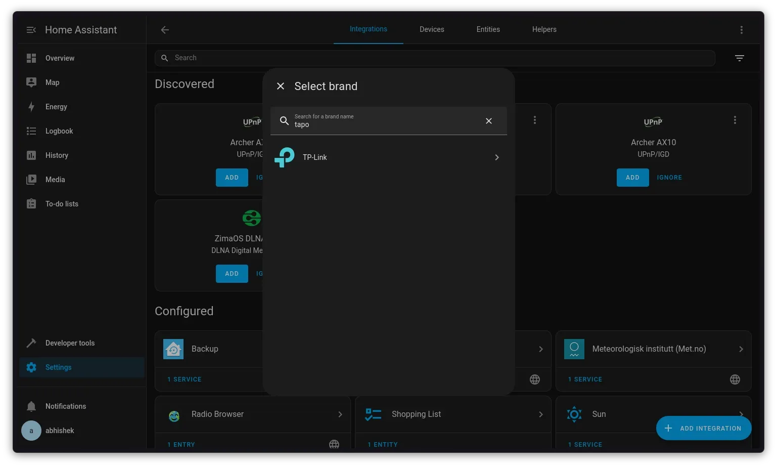 Agregar dispositivos Tapo a Home Assistant