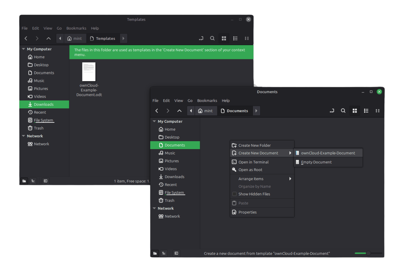 Nuevas mejoras en las plantillas de archivos en Linux Mint 22.3 