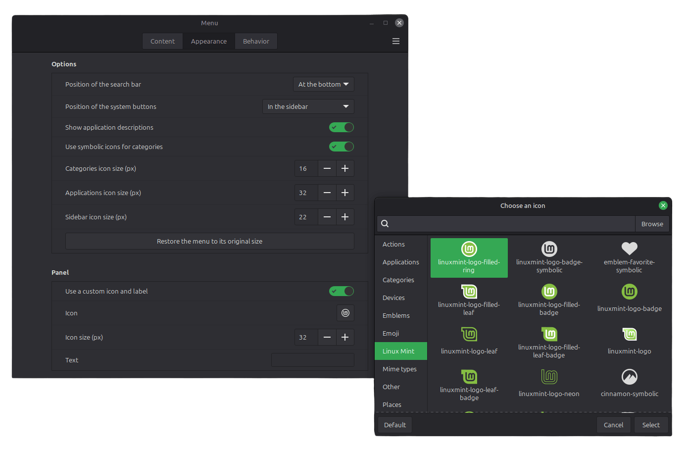 Nuevas opciones de personalización del menú en Linux Mint 22.3 