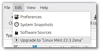 Opciones para actualizar a Linux Mint 22.3