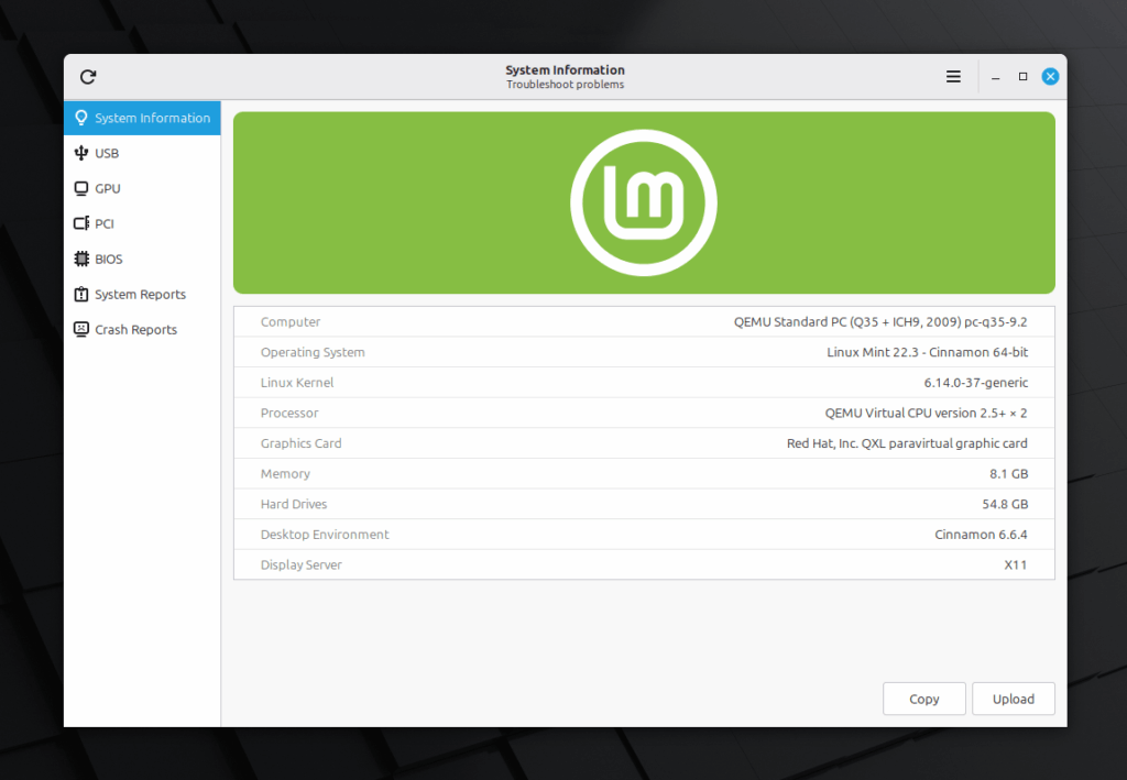 Información del sistema en Linux Mint 22.3 Zena Información del sistema en Linux Mint 22.3 Zena