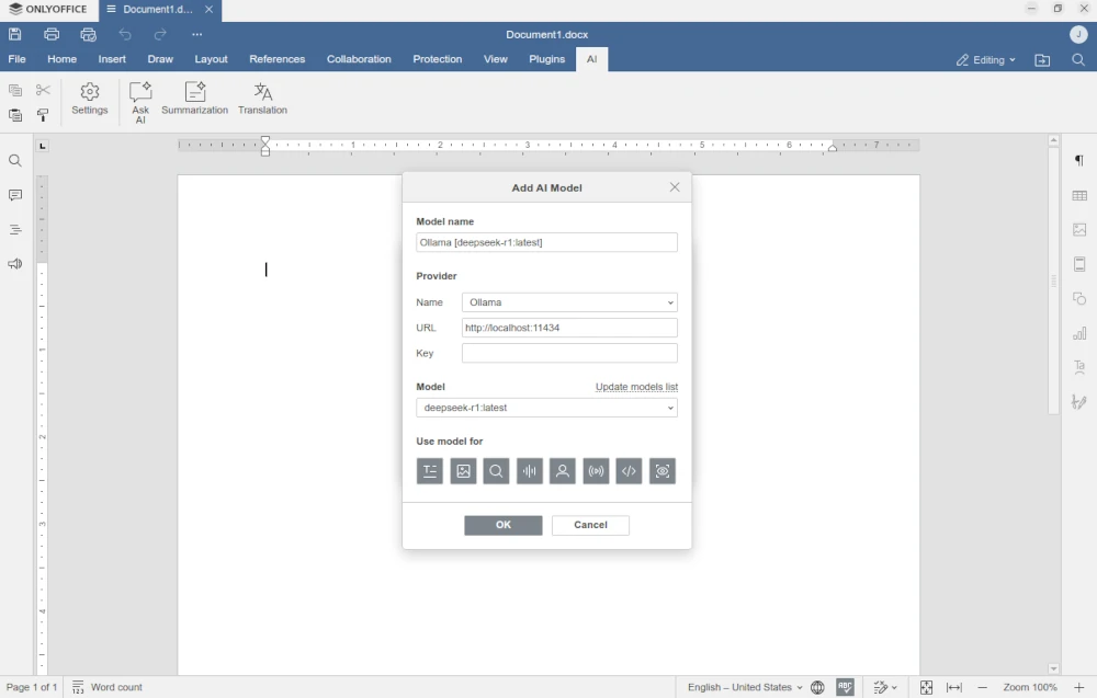 Configurando Ollama usando deepseek-r1