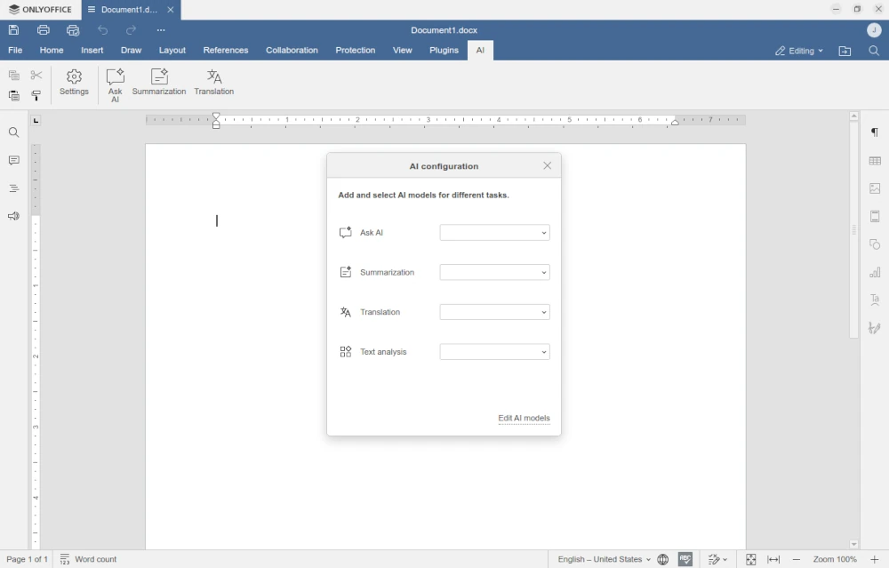 Agregue el modelo de IA local en la configuración del complemento