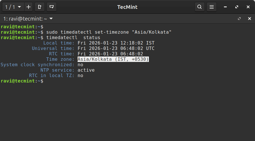 Establecer la zona horaria local en el sistema Linux