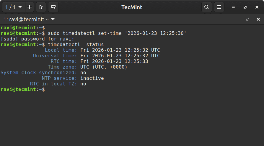 Configure la fecha y la hora usando los formatos AA:MM:DD y HH:MM:SS