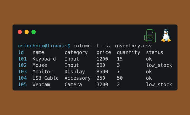 Ver archivos CSV en una terminal Linux: no se requieren hojas de cálculo