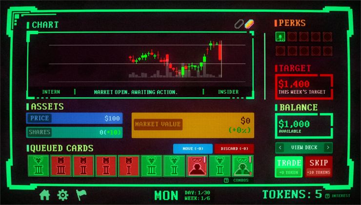 Dobla el mercado a tu voluntad en el roguelike Insider Trading.