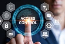 Person selecting Access Control on a virtual security interface