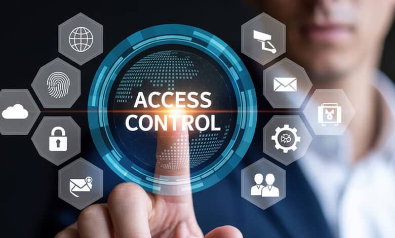 Person selecting Access Control on a virtual security interface