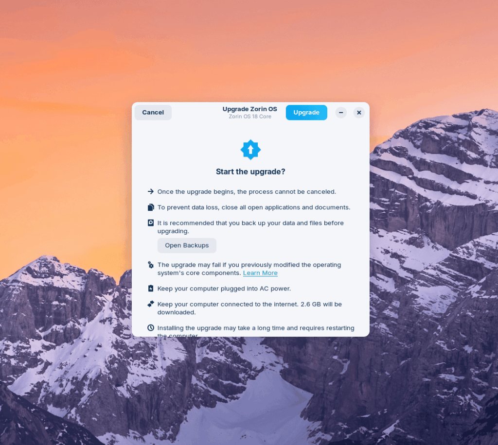 Actualice de Zorin OS 17 a Zorin OS 18